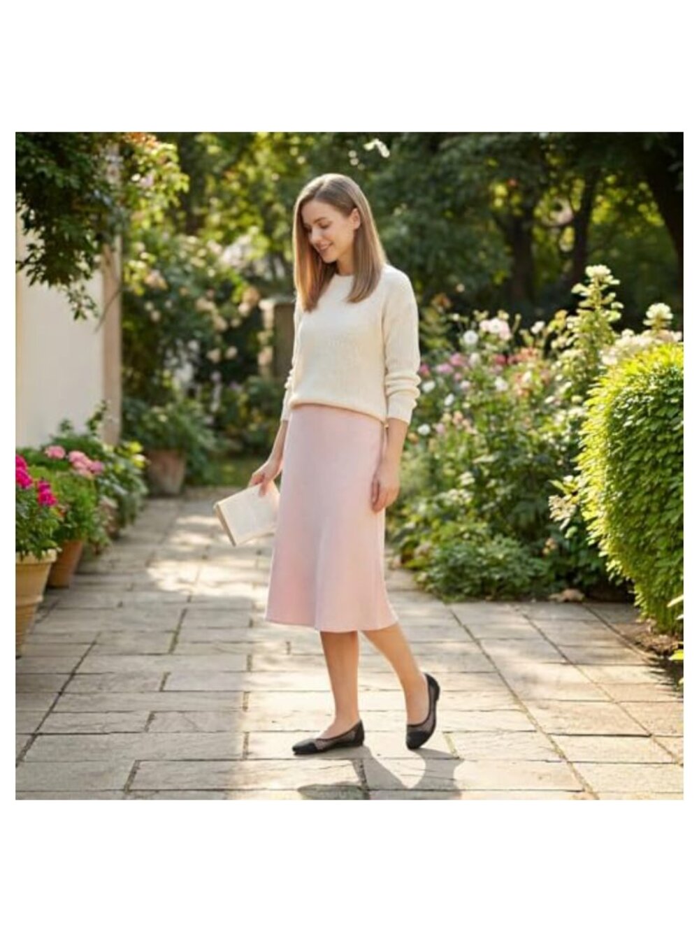 Knit Mesh Ballet Flats Memory Foam Slip On Comfortable Dress Shoes - Picture 2 of 6